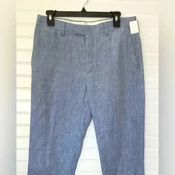 Banana Republic Tapered Fit 100% Linen Blue Pants Size 30X32 Trousers Career - Picture 3 of 12